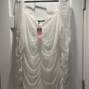 Boohoo ruched dobby mesh bodycon dress